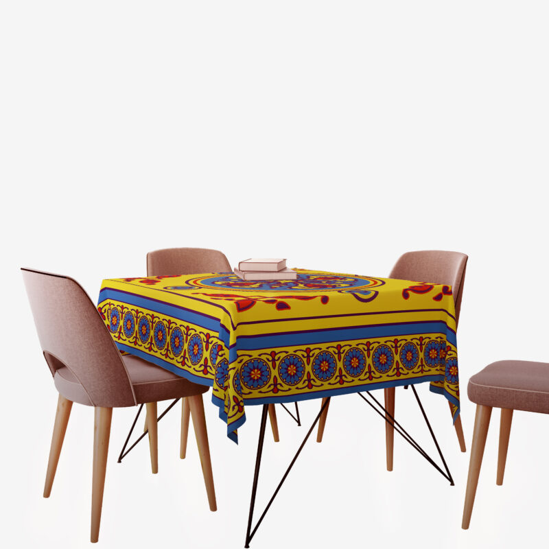 Ramadan Table Cloth 150x150 Oriental Pattern - Yellow