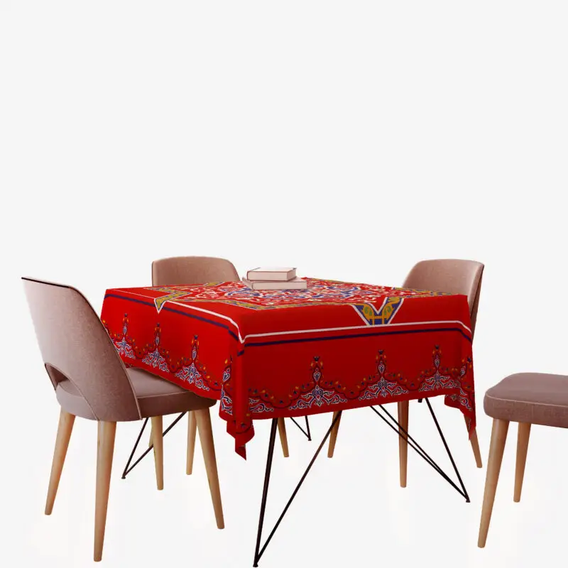 Ramadan Table Cloth 150x150 Oriental Pattern - Red