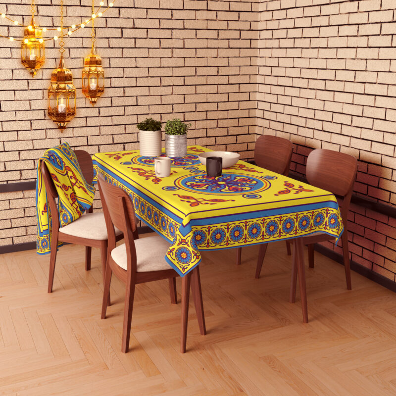 Ramadan Table Cloth 235x150 Oriental Pattern - Yellow