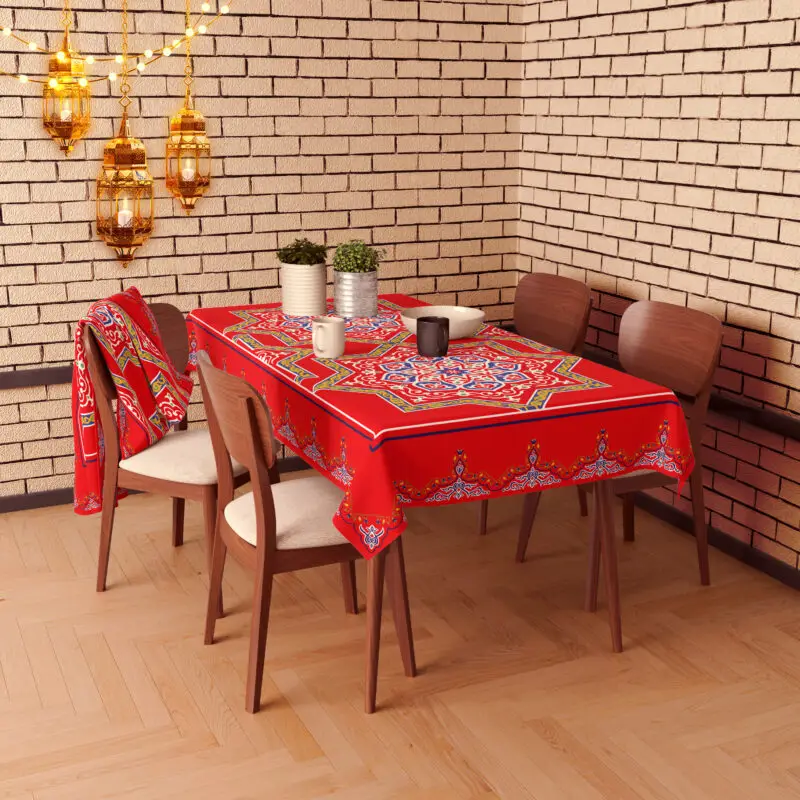 Ramadan Table Cloth 235x150 Oriental Pattern - Red