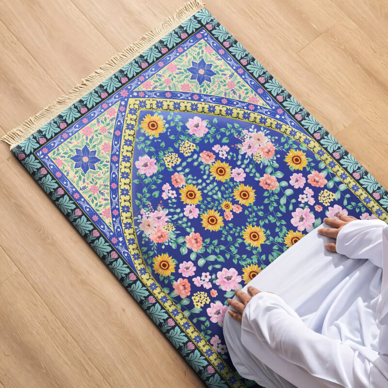 Ramadan Prayer Mat - Midnight Blossom